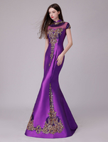Abendkleider Satin Mermaid Lavender Applique Formelle Kleider