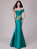 Abendkleider Schulterfrei Meerjungfrau Satin Maxi Formelle Kleider