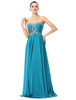 Abendkleider Strapless Chiffon Teal Perlen Langes Abendkleid