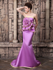 Abendkleider trägerlos Hochzeit Mermaid- Günstige Abendkleider Satingewebe ärmellos mit Reißverschluss Fuchsienrosa und Court-Schleppe