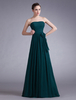 Abendkleider trägerlos Hochzeit ärmellos Ballkleider Jägergrün Formelle Kleider Chiffon A-Linie- mit Reißverschluss bodenlang