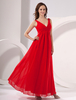 Abendkleider V-Ausschnitt Hochzeit A-Linie- Festkleider für Schwangere Chiffon Formelle Kleider ärmellos mit Schnürung Rot bodenlang