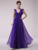 Abendkleider V-Ausschnitt Hochzeit Lavendel Ballkleider Chiffon Formelle Kleider A-Linie- mit Reißverschluss bodenlang natürliche Taillenlinie