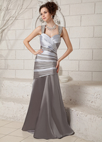 Abendkleider viereckiger Ausschnitt Hochzeit Etui- Brautmutterkleider Stretch Satin Formelle Kleider 3/4 Ärmel Selber bodenlang