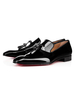Abendschuhe für Mann runde Zehen schwarze Nieten Slip-On Cowhide Party Schuhe