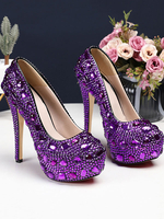Abendschuhe Round Toe Strass High Heel Party Pumps Brautschuhe