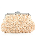 Abendtasche mit Perlen in Champagnerfarbe