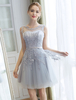 Abiballkleider Kurze hellgraue Ballkleider Spitze Applique Tüll Tutu Partykleid