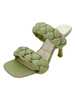 Absatzsandalen Avocado Grün Peep Toe PU-Leder Mules mit niedrigem Absatz