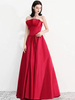 Abschlussball-Kleid 2021 rote Falte bodenlange formale Abendessen-Party-Kleider