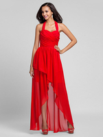 Abschlussballkleid A Line Sweetheart Neck Chiffon Ärmellose Plissee Partykleider Festzugskleid