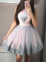 Abschlussballkleid mit quadratischem Hals; Organza; ärmellose; mit Tüllblumen bestickte Hochzeitsgastkleider