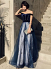 Abschlussballkleider Constellation Kleid Long Off The Shoulder Samt Tüll Dark Navy Maxi Formelle Anlässe Kleid
