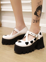 Academic Lolita Footwear Weiße runde Zehen-PU-Leder-Lolita-Schuhe