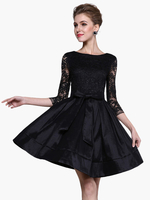 Acetat Bögen High Waist Flare Kleid