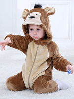 Affenkostüm Halloween Kleinkinder Braun Tier Flanell Kinder Overalls