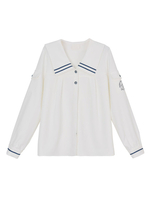 Akademische Lolita Blusen Langarm Navy Kragen Weiß Sweet Lolita Top Lolita Shirt