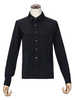 Akademische Lolita Blusen Schwarz Langarm Polyester Lolita Top Rüschen Perlen Lolita Shirt
