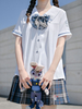 Akademische Lolita Blusen Weiß Navy Kragen Kurzarm Lolita Top Casual Lolita Shirt