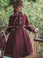 Akademische Lolita Mäntel Dark Navy Mantel Langarm Polyester Lolita Outwears