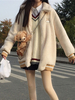 Akademische Lolita Mäntel Ecru Weiß Polyester Mantel Animal Print Winter Lolita Outwears