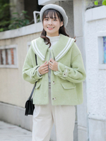 Akademische Lolita Mäntel Grüner Mantel Langarm Polyester Winter Lolita Outwears