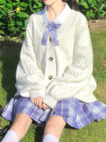 Akademische Lolita Mäntel Weißer Polyester Mantel Mantel Winter Lolita Outwears Gestrickte Strickjacke