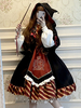 Akademische Lolita OP Kleid 2-teiliges Set Schwarz Schnürung Langarm Lolita Einteilige Kleider Umhang Magier Lolita Outfits