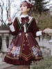 Akademische Lolita OP Kleid 4-teiliges Set Burgunder Ösen Schleifen Lolita einteilige Kleider Outfit