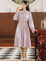 Akademische Lolita OP Kleid Lavendel Langarm Polyester Lolita Einteilige Kleider