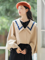 Akademische Lolita Poncho Khaki Polyester Seemann Kragen Fall Lolita Outwears