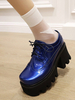 Akademische Lolita Schuhe Blau PU Leder Runde Zehen Lolita Pumps
