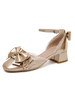 Akademische Lolita Schuhe Blonde Schleifen PU Leder Chunky Heel Lolita Pumps