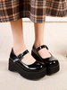 Akademischer Lolita-Schuhe Black Rund-TOE PU-Leder täglich beiläufige Lolita-Pumps