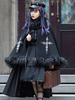 Akademisches Lolita 2-teiliges Set Schwarze Schnürösen Langarm-Überrock-Blusen-Outfits