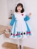 Alice im Wunderland Mädchen Kleid Kinder Lolita Kleid und Kopfbedeckung