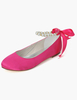 Ankle Strap Fuchsia Runde Zehe Bögen Satin Abend Wohnungen