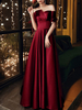 Anpassen Abendkleid A-Linie trägerlos bodenlangen halben Ärmeln Schnüren Plissee Satin Dinner Kleider Festzug Kleid
