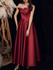 Anpassen Abendkleid A-Linie trägerlos knöchellange ärmellose Schnürung Plissee Satin Partykleider Festzug Kleid