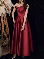 Anpassen Abendkleid A-Linie trägerlos knöchellange ärmellose Schnürung Plissee Satin Partykleider Festzug Kleid