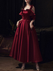 Anpassen Abendkleid Ausschnitt Satin Stoff knöchellange Perlen formelle Partykleider Schnürwettbewerb Kleid