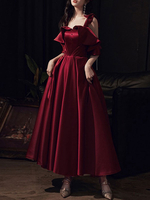 Anpassen Abendkleid Ausschnitt Satin Stoff knöchellange Perlen formelle Partykleider Schnürwettbewerb Kleid