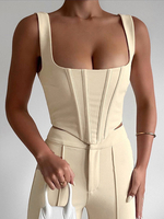 Apricot Cami Top Straps Hals Polyester Sexy Frauen Camis