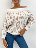 Apricot Pullover Pullover für Frauen Paspel Bedruckter Bateau-Ausschnitt Lange Ärmel Stretch Polyester Pullover