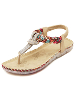 Aprikose Flip Flops Boho Flachen Sandalen Tanga Strass Sandale Schuhe für Frauen