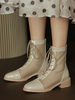 Aprikose Sommerstiefel Frauen Runde Zehen Schnürstiefeletten