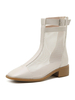 Aprikose Sommerstiefel Square Toe Schnalle Artwork Mesh PU Leder Booties