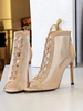 Aprikosen-Sommerstiefel Round Toe Heel Sommerstiefel mit verstellbarem Riemen