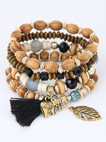 Armband für Damen Holz Armkette im casualen Stil mit Fransen für Damen