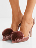 Attraktive High Heels aus für Party mit Puscheln Pumps Kamee Rosa für Damen